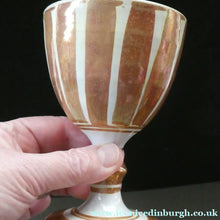 Load image into Gallery viewer, Aldermaston Pottery Lustre Goblet Vertical Stripes. Alan Caiger-Smith Mark on Base Media 1 of 14
