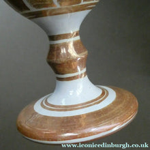 Load image into Gallery viewer, Aldermaston Pottery Lustre Goblet Vertical Stripes. Alan Caiger-Smith Mark on Base Media 1 of 14
