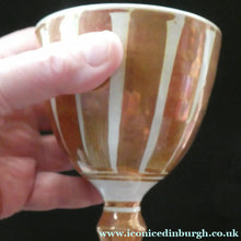 Load image into Gallery viewer, Aldermaston Pottery Lustre Goblet Vertical Stripes. Alan Caiger-Smith Mark on Base Media 1 of 14
