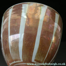 Load image into Gallery viewer, Aldermaston Pottery Lustre Goblet Vertical Stripes. Alan Caiger-Smith Mark on Base Media 1 of 14
