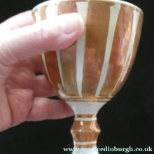 Load image into Gallery viewer, Aldermaston Pottery Lustre Goblet Vertical Stripes. Alan Caiger-Smith Mark on Base Media 1 of 14
