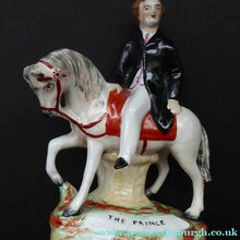 Load image into Gallery viewer, Rare Genuine Antique STAFFORDSHIRE FIGURE. The Prince (of Wales) on Horseback
