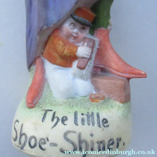 Load image into Gallery viewer, Antique Bisque Porcelain SKINNY or Elongated Figurine by Schafer &amp; Vater: THE LITTLE SHOE SHINER
