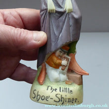 Load image into Gallery viewer, Antique Bisque Porcelain SKINNY or Elongated Figurine by Schafer &amp; Vater: THE LITTLE SHOE SHINER
