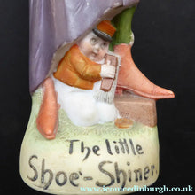 Load image into Gallery viewer, Antique Bisque Porcelain SKINNY or Elongated Figurine by Schafer &amp; Vater: THE LITTLE SHOE SHINER
