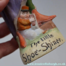 Load image into Gallery viewer, Very Rare Antique Bisque Porcelain SKINNY or Elongated  Figurine by Schafer &amp; Vater: THE LITTLE SHOE SHINER
