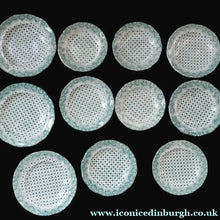Load image into Gallery viewer, RARE Antique Lot of Transfer Printed MINATURE Child's Nursery Round Plates. Green Stars Pattern

