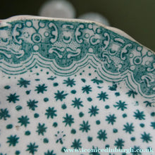 Load image into Gallery viewer, RARE Antique Lot of Transfer Printed MINATURE Child's Nursery Round Plates. Green Stars Pattern
