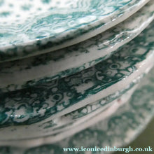 Load image into Gallery viewer, RARE Antique Lot of Transfer Printed MINATURE Child's Nursery Round Plates. Green Stars Pattern
