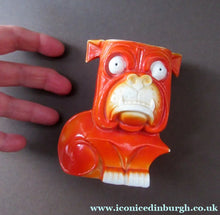 Load image into Gallery viewer, 1920s Antique Porcelain Miniature Vase or Match Holder in the Form on a Bright Orange Art Deco Bulldog
