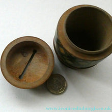 Load image into Gallery viewer,  Antique Victorian Scottish Mauchline Ware TARTANWARE Bank or Money Box in the Shape of a Barrel

