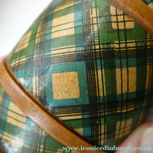 Load image into Gallery viewer,  Antique Victorian Scottish Mauchline Ware TARTANWARE Bank or Money Box in the Shape of a Barrel
