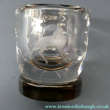 Load image into Gallery viewer, Art Deco 1930s Swedish Glass. Orrefors Squat Vase by Vicke Linstrand Decorated with Engraved Deer
