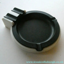 Load image into Gallery viewer, Rare Art Deco Early Black and White Plastic / Bakelite Ashtray; c 1936
