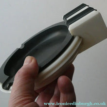 Load image into Gallery viewer, Rare Art Deco Early Black and White Plastic / Bakelite Ashtray; c 1936
