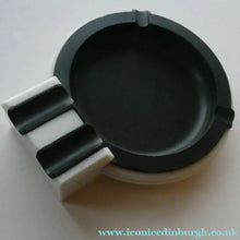 Load image into Gallery viewer, Rare Art Deco Early Black and White Plastic / Bakelite Ashtray; c 1936
