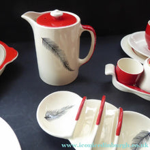 Load image into Gallery viewer, Rare BACHELOR SET. 1950s Burleigh Ware Large Breakfast Set with Abstract Fern Decoration
