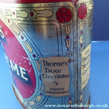 Load image into Gallery viewer, Early 20th Century Art Nouveau Thorne's Extra Super Creme Advertising Toffee Tin; c 1910
