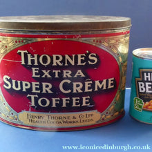Load image into Gallery viewer, Early 20th Century Art Nouveau Thorne's Extra Super Creme Advertising Toffee Tin; c 1910
