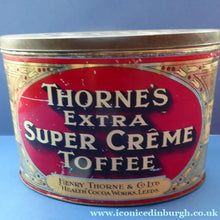 Load image into Gallery viewer, Early 20th Century Art Nouveau Thorne's Extra Super Creme Advertising Toffee Tin; c 1910
