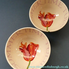 Load image into Gallery viewer, RARE Emma Bridgewater Pair of Footed Bowls with Lettering SUMMERTIME TULIPS
