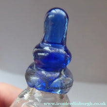 Load image into Gallery viewer, RARE GEORGIAN GLASS Bird Feeder with a Small Bristol Blue Finial; 1830s
