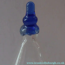 Load image into Gallery viewer, RARE GEORGIAN GLASS Bird Feeder with a Small Bristol Blue Finial; 1830s
