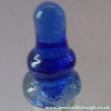 Load image into Gallery viewer, RARE GEORGIAN GLASS Bird Feeder with a Small Bristol Blue Finial; 1830s
