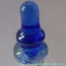 Load image into Gallery viewer, RARE GEORGIAN GLASS Bird Feeder with a Small Bristol Blue Finial; 1830s
