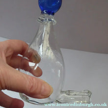 Load image into Gallery viewer, RARE GEORGIAN GLASS Bird Feeder with Bristol Blue Knop Finial; 1830s
