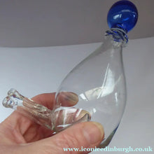 Load image into Gallery viewer, RARE GEORGIAN GLASS Bird Feeder with Bristol Blue Knop Finial; 1830s
