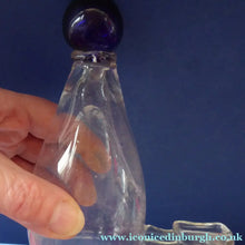 Load image into Gallery viewer, RARE GEORGIAN GLASS Bird Feeder with Bristol Blue Knop Finial; 1830s 
