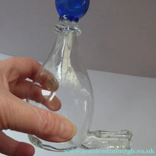 Load image into Gallery viewer, RARE GEORGIAN GLASS Bird Feeder with Bristol Blue Knop Finial; 1830s
