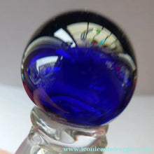 Load image into Gallery viewer, RARE GEORGIAN GLASS Bird Feeder with Bristol Blue Knop Finial; 1830s 
