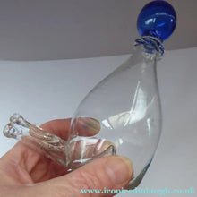 Load image into Gallery viewer, RARE GEORGIAN GLASS Bird Feeder with Bristol Blue Knop Finial; 1830s
