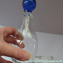 Load image into Gallery viewer, RARE GEORGIAN GLASS Bird Feeder with Bristol Blue Knop Finial; 1830s
