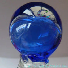 Load image into Gallery viewer, RARE GEORGIAN GLASS Bird Feeder with Bristol Blue Knop Finial; 1830s
