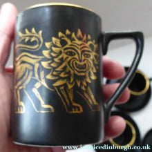 Load image into Gallery viewer, Portmeirion Gold Lion Coffee Cup and Saucer 1960s 
