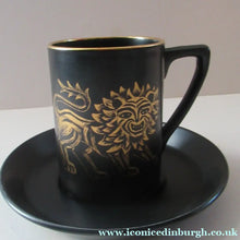 Load image into Gallery viewer, Portmeirion Gold Lion Coffee Cup and Saucer 1960s 

