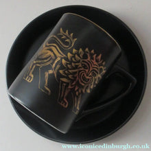 Load image into Gallery viewer, Portmeirion Gold Lion Coffee Cup and Saucer 1960s 
