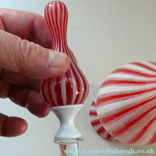 Load image into Gallery viewer, ITALIAN "A Canne" Decanter Red and White Stripes Bottle Vase. Attributed to Fratello Toso. 17 3/4 inches
