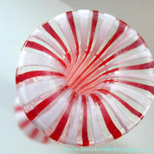 Load image into Gallery viewer, ITALIAN "A Canne" Decanter Red and White Stripes Bottle Vase. Attributed to Fratello Toso. 17 3/4 inches
