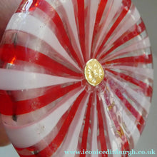 Load image into Gallery viewer, ITALIAN "A Canne" Decanter Red and White Stripes Bottle Vase. Attributed to Fratello Toso. 17 3/4 inches
