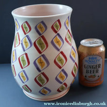 Load image into Gallery viewer, RARE Large 1950s Freeform Poole Vase with Sought-After Harlequin Pattern. Height 8 inches
