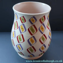 Load image into Gallery viewer, RARE Large 1950s Freeform Poole Vase with Sought-After Harlequin Pattern. Height 8 inches
