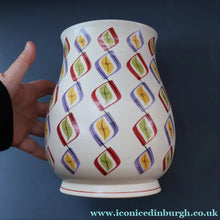 Load image into Gallery viewer, RARE Large 1950s Freeform Poole Vase with Sought-After Harlequin Pattern. Height 8 inches
