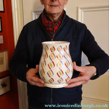 Load image into Gallery viewer, RARE Large 1950s Freeform Poole Vase with Sought-After Harlequin Pattern. Height 8 inches
