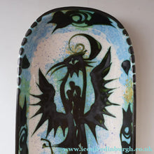 Load image into Gallery viewer, Collectable LARGE 1960s CORNISH Pottery Oblong Platter by Celtic Pottery (Newlyn) Phoenix Design. Height: 14 inches
