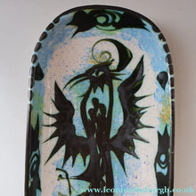 Load image into Gallery viewer, Collectable LARGE 1960s CORNISH Pottery Oblong Platter by Celtic Pottery (Newlyn) Phoenix Design. Height: 14 inches
