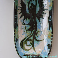 Load image into Gallery viewer, Collectable LARGE 1960s CORNISH Pottery Oblong Platter by Celtic Pottery (Newlyn) Phoenix Design. Height: 14 inches
